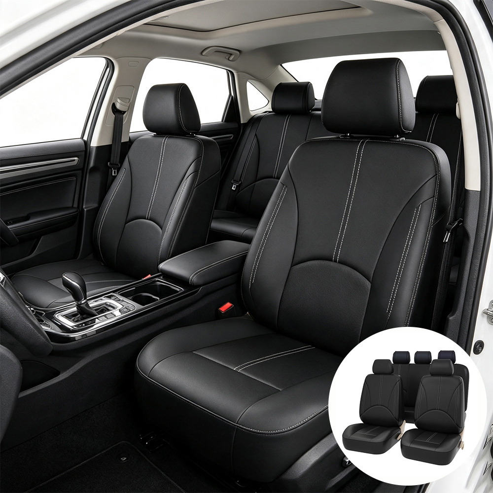 Leather Car Seat Covers Full Set Universal - 5 Seats Car Seat Covers Full