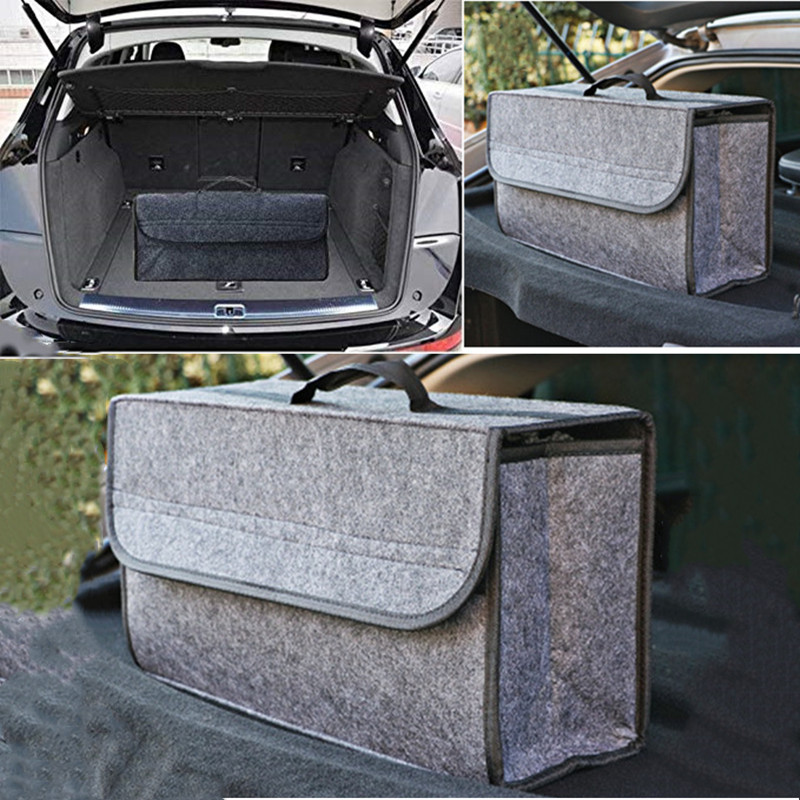 Car Trunk Organizer Foldable Storage Box - Fireproof Car Woolen Soft Felt Storage