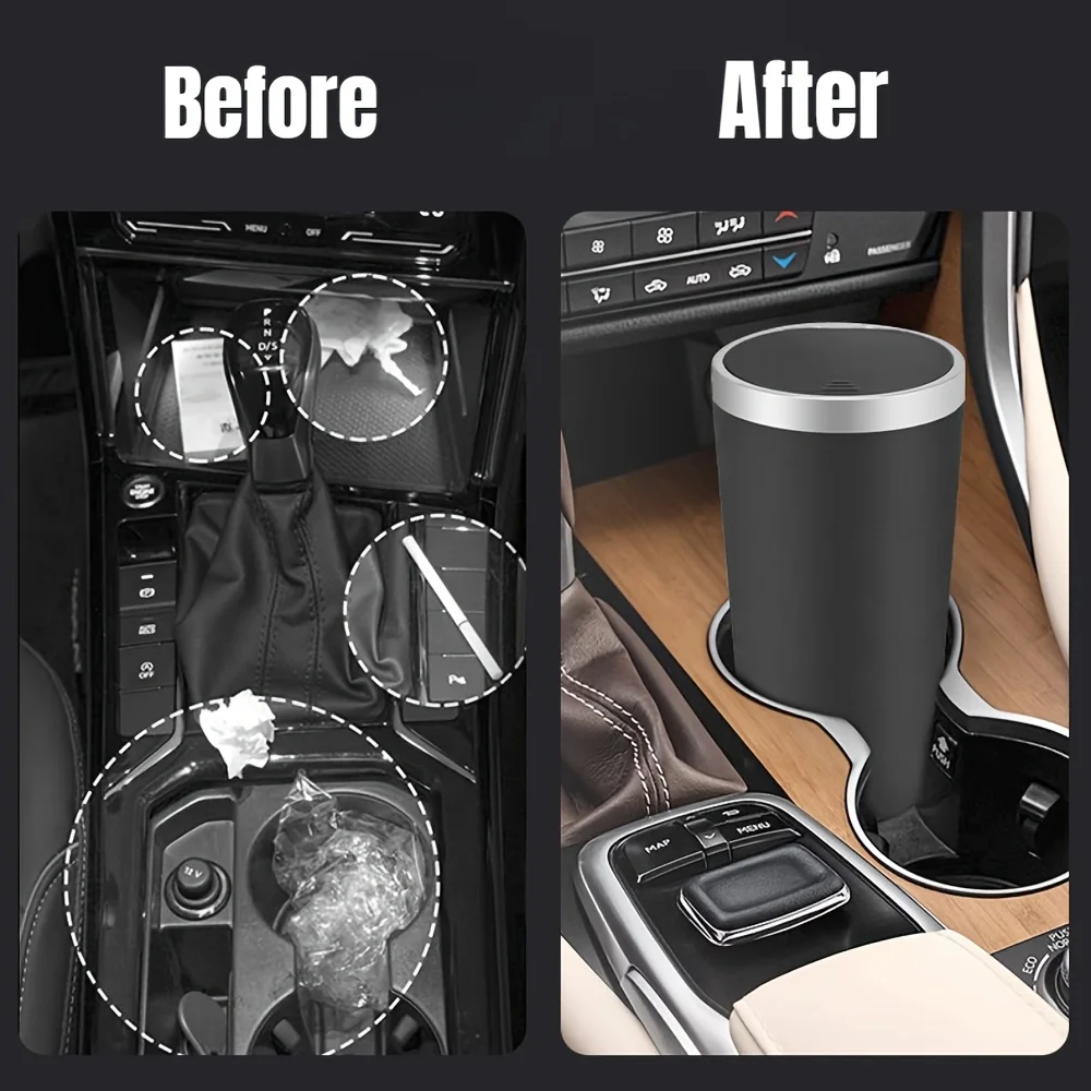 for Cup Holders Storage Compac - Waterproof Car Trash Can With Lid recension och pris