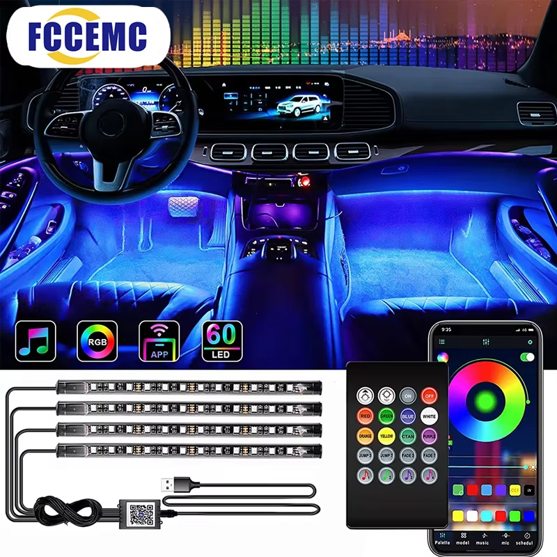 RGB Backlight Remote App Music - Led Ambient Interior Car Lights App Control recension och pris