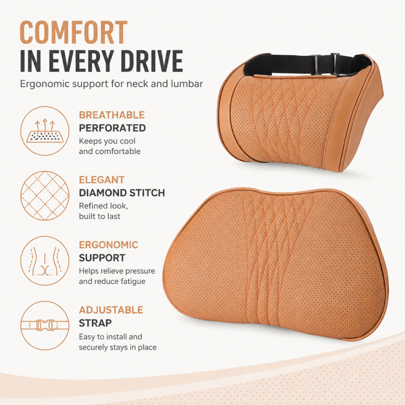 Car Headrest Neck Pillow Memor - Memory Foam Car Neck Pillow Lumbar Support recension och pris