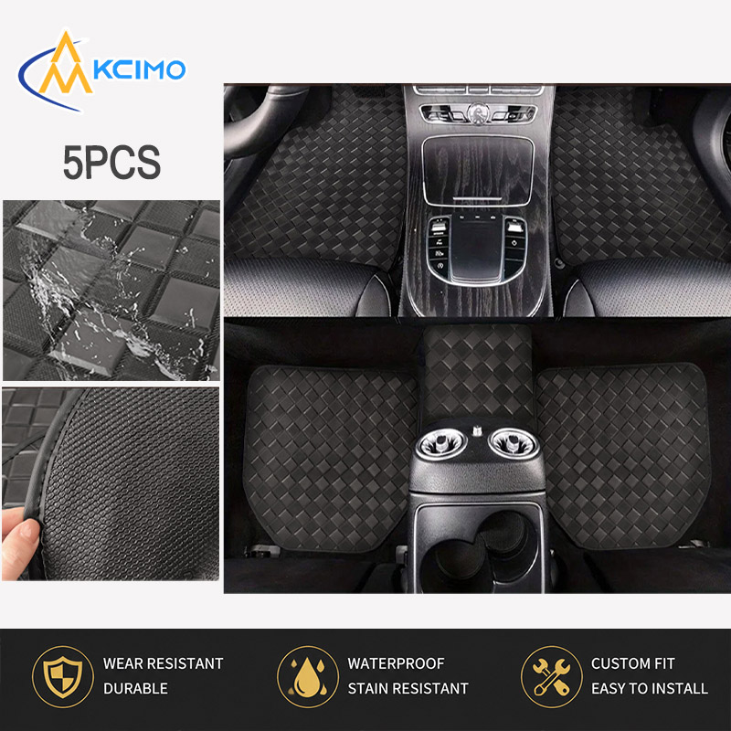 5pcs Diamond lattice PVC leath - Car Floor Mats Universal Waterproof Leather recension och pris