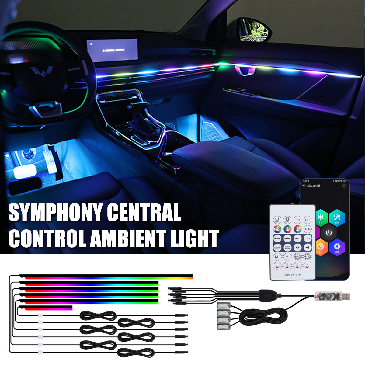 Universal Symphony Car Ambient - Led Ambient Interior Car Lights App Control recension och pris