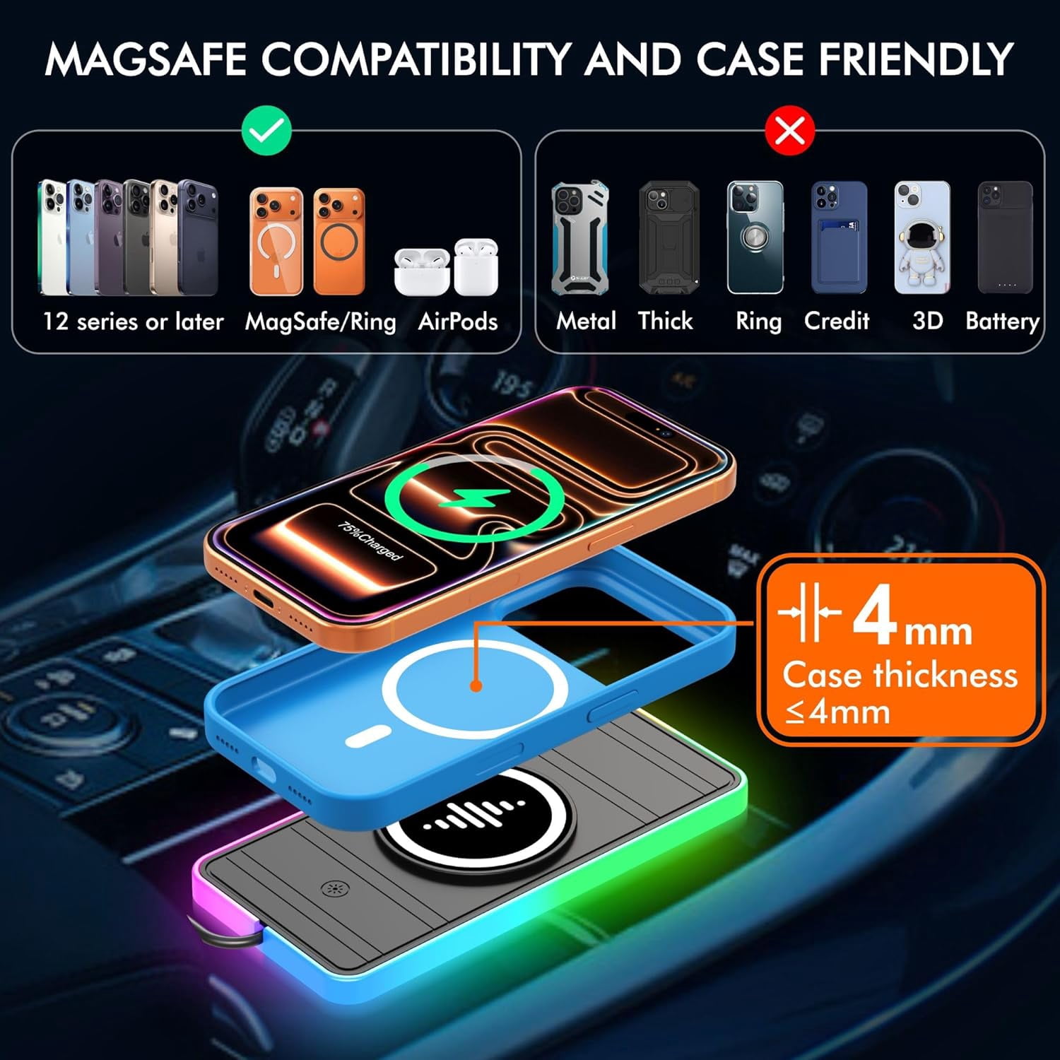 15W Magnetic Wireless Car Char - Wireless Car Charger Mount Fast Charging recension och pris
